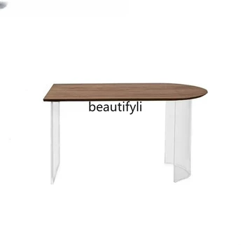 Обеденный стол с подвеской из черного ореха, Акриловый, Простой, Полукруглый Кухонный Островной Обеденный стол, встроенный письменный стол