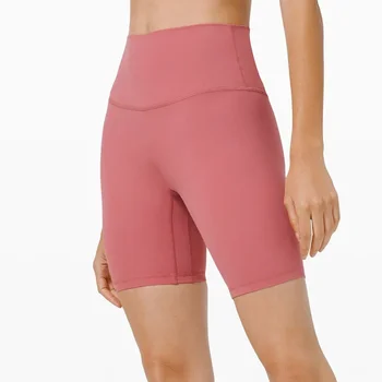 Женские спортивные шорты Lulu с высокой талией и карманами, Быстросохнущие, дышащие, пуш-ап, короткие штаны для бега, фитнеса, йоги.