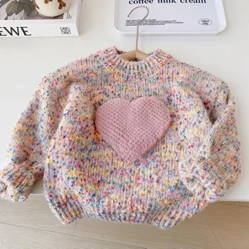 Новая зимняя одежда для маленьких девочек, детский свитер, любимый вязаный свитер для малышей, трикотаж для новорожденных, хлопковый детский пуловер с длинными рукавами, топы от 1 до 6 лет 0