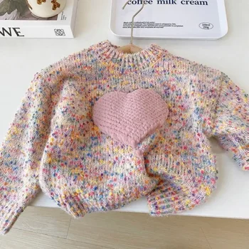Новая зимняя одежда для маленьких девочек, детский свитер, любимый вязаный свитер для малышей, трикотаж для новорожденных, хлопковый детский пуловер с длинными рукавами, топы от 1 до 6 лет 1