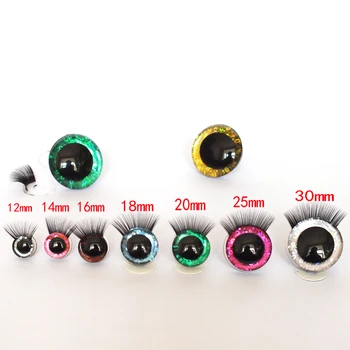 20шт Игрушечных глаз с ресницами 12-30 мм, 3D безопасные блестящие игрушечные глаза, ресницы для изготовления плюшевых кукол своими руками
