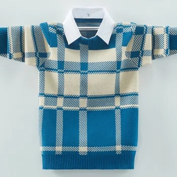 Зимняя одежда, Детский свитер, детская одежда, зимняя одежда, хлопковый пуловер для мальчиков, свитер со съемным воротником, одежда для мальчиков 1