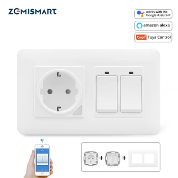 Zemismart Tuya WiFi Socket Switch Сделай САМ Бесплатный выключатель света 1, 2, 3 банды Розетка ЕС, Великобритания Alexa Google Home Control