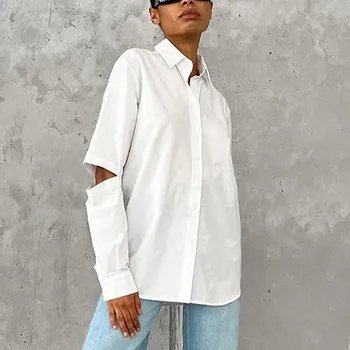 Белая Модная универсальная рубашка с длинным рукавом Женская 2023 Новая хлопковая рубашка для пригородных поездок для женщин