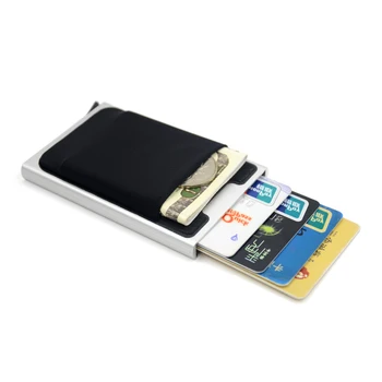 Новый чехол-держатель для кредитных карт, алюминиевый кошелек с эластичным задним карманом, тонкий металлический RFID-кошелек, бизнес-держатель для удостоверения личности