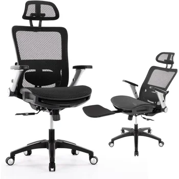 Эргономичный Сетчатый Офисный стул С Подставкой для ног Компьютерное Кресло Компьютерный Исполнительный Стол Кресло С Подголовником и 4D Откидывающимися Подлокотниками 1
