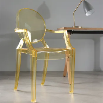 Европейский стул-призрак, простой обеденный стул, хрустальный стул, акриловый пластиковый стул, сетка, красный прозрачный стул дьявола