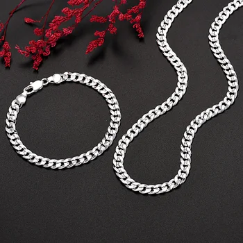 Новый оригинальный дизайнерский браслет-цепочка из стерлингового серебра 925 пробы диаметром 7 мм, набор украшений для мужчин и женщин, модный свадебный подарок для вечеринки