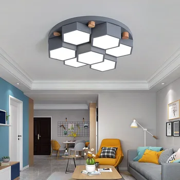 Современная светодиодная потолочная лампа для гостиной, моделирующие лампы для столовой, освещение спальни, соты, полигональный отель оптом