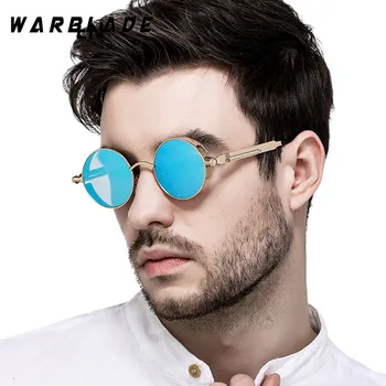 Высококачественные Солнцезащитные очки в стиле стимпанк Для мужчин И женщин, очки с металлической оберткой, круглые Оттенки, Брендовые дизайнерские Солнцезащитные очки, Зеркало UV400