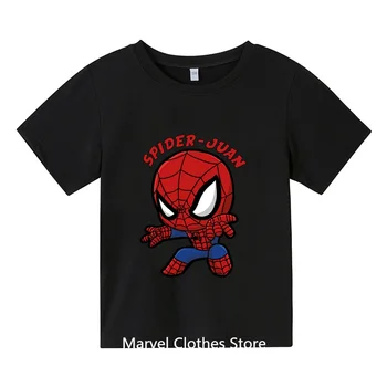 Футболки с Человеком-пауком для мальчиков и девочек, детская футболка с принтом, летняя футболка с коротким рукавом, топы, одежда от 3 до 14 лет