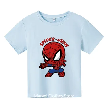 Футболки с Человеком-пауком для мальчиков и девочек, детская футболка с принтом, летняя футболка с коротким рукавом, топы, одежда от 3 до 14 лет 1