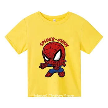 Футболки с Человеком-пауком для мальчиков и девочек, детская футболка с принтом, летняя футболка с коротким рукавом, топы, одежда от 3 до 14 лет 2