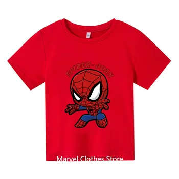 Футболки с Человеком-пауком для мальчиков и девочек, детская футболка с принтом, летняя футболка с коротким рукавом, топы, одежда от 3 до 14 лет 4