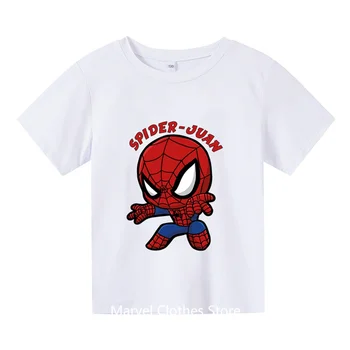 Футболки с Человеком-пауком для мальчиков и девочек, детская футболка с принтом, летняя футболка с коротким рукавом, топы, одежда от 3 до 14 лет 5