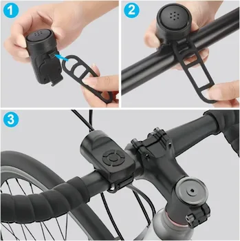 Велосипедный Электрический звонок USB-клаксон для зарядки велосипеда MTB Предупреждение о горном велосипеде Защитное кольцо Водонепроницаемый Звонок Аксессуары для велоспорта 3