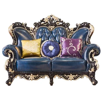 новые поступления Роскошный кожаный диван из массива дерева в европейском и американском королевском стиле