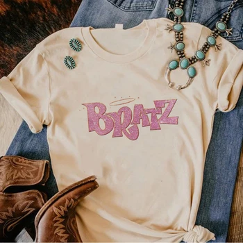 Футболки Bratz, женские футболки с забавной графикой в стиле манга, женская забавная одежда