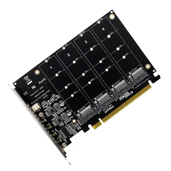 4 Порта M.2 NVMe SSD в PCIE X16M, карта расширения для преобразования жесткого диска с ключом, скорость передачи 4 X 32 Гбит/с 0
