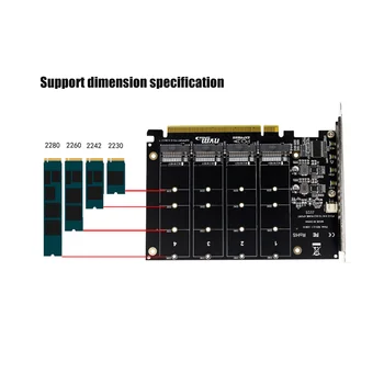 4 Порта M.2 NVMe SSD в PCIE X16M, карта расширения для преобразования жесткого диска с ключом, скорость передачи 4 X 32 Гбит/с 4