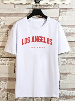 Модная мужская футболка с принтом ЛОС-Анджелеса, топы с круглым вырезом и коротким рукавом, футболка с рисунком, летняя мужская одежда, мужская одежда