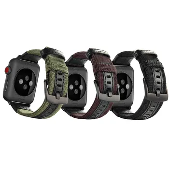 Нейлон + Кожаный ремешок для apple watch series 6 5 4 3 se ремешок iWatch 38 мм 42 мм браслет Apple watch series 3 4 se 6 ремешок 40 мм 44 мм
