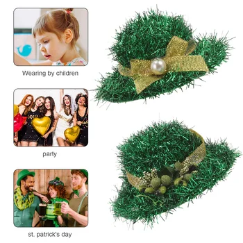 2 предмета реквизит для макияжа Ирландский день Головной убор Мисс заколки для волос Пластиковые зеленые зажимы для шляп для девочки 5