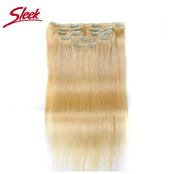 Гладкие прямые волосы, 7шт зажим для наращивания человеческих волос, бразильский медовый блонд # P27/613 Цветная заколка для наращивания волос Remy 3