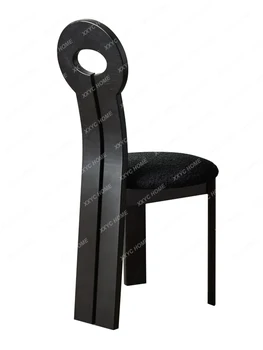 Старинный обеденный стул в стиле ретро, косметический стул в бесшумном стиле, Черный стул для конференций из массива дерева