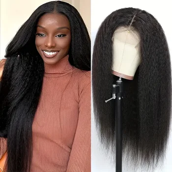 кудрявый прямой парик с кружевной застежкой Wig4* 4 360 Париков с кружевной застежкой из человеческих волос для чернокожих женщин, парик натурального цвета