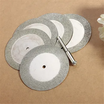 5шт Алмазный шлифовальный круг 50 мм, металлический режущий диск для вращающегося инструмента Dremel, пильный диск, режущий инструмент и 1 Абразивный инструмент для оправки 3