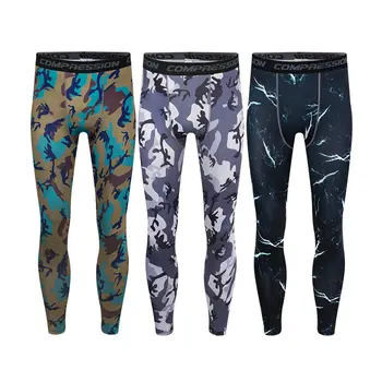 Спортивные колготки, мужские эластичные быстросохнущие штаны для бега, Баскетбольные тренировочные базовые камуфляжные брюки, компрессионные штаны для фитнеса 0