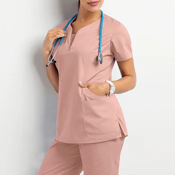 Униформа для медсестер в больнице, женские повседневные костюмы для бега трусцой с короткими рукавами и V-образным вырезом, Рабочая медицинская униформа медсестры в аптеке