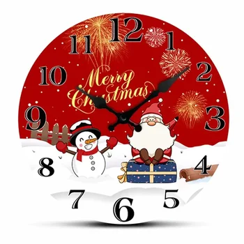 Новое поступление 10-дюймовых Рождественских настенных часов Бесшумные, Не Тикающие Рождественские Новогодние Настенные часы Креативные Подарки Санта-Клауса для домашнего декора