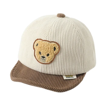 Детская кепка с вышитым медведем, мультяшная бейсболка с изогнутыми полями, бейсболка с утиным язычком для мальчика и девочки от 6 до 24 месяцев