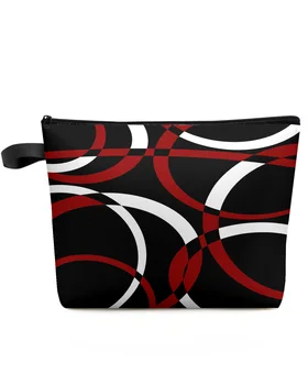 Геометрическая абстракция современного искусства, красная дорожная косметичка большой емкости, Переносная сумка для хранения макияжа, женский водонепроницаемый пенал