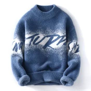 2023 Зима, новый стиль, буквенный узор, теплый свитер, осенняя мужская мода, высококачественные пуловеры, мужские шерстяные свитера, мужской размер M-3XL