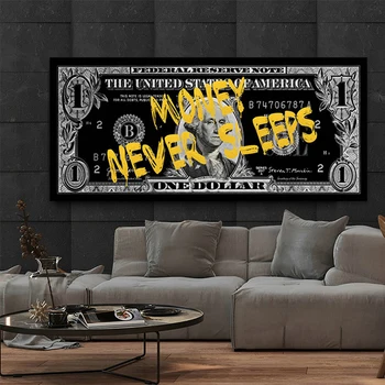 Мотивационная денежная настенная живопись на холсте Современные долларовые плакаты и принты для украшения дома в гостиной