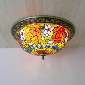 Потолочный светильник из разноцветного стекла Decora, Стеклянные светильники для гостиной, витражи LED E27, Потолочные светильники Decora в стиле барокко