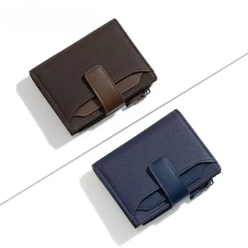 Винтажный короткий кожаный многофункциональный мужской кошелек на молнии, деловой портативный простой мини-кошелек для монет