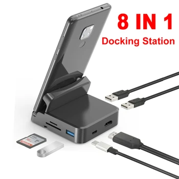 8 В 1 Type C КОНЦЕНТРАТОР Док-Станция Подставка Для Телефона Dex Pad Станция USB C К HDMI-совместимому USB SD TF Адаптеру Зарядного Устройства для Samsung