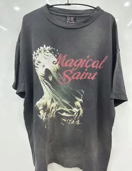 Футболка в японском стиле ss Washed Magic SAINT MICHAEL, мужская и женская хлопковая футболка, футболки с принтом, топы