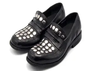 Высокие промытые кожаные туфли ручной работы из 100% натуральной кожи без застежки, черные лоферы с заклепками, мужская обувь, официальная свадебная обувь для мужчин