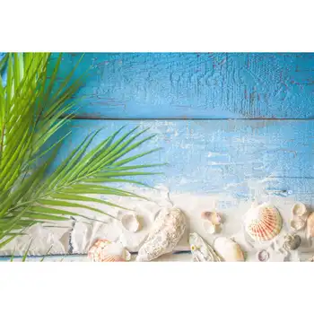 Украшение для фотосъемки на тропическом фоне Пляжный Песок Деревянная доска Листья Ракушки На Заказ Летний Праздничный Студийный фон для вечеринки 1