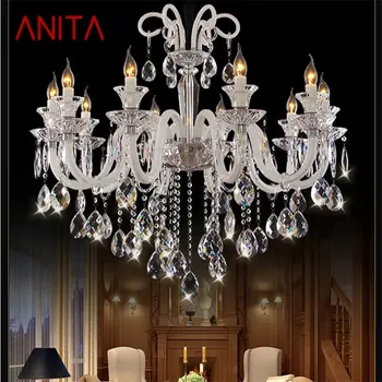Современная люстра-свеча ANITA, светодиодные хрустальные подвесные светильники, декоративные для домашнего зала, гостиной на вилле.