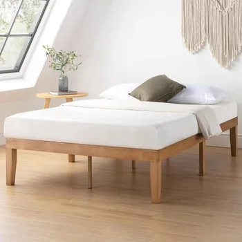 Классическая 16-дюймовая кровать-платформа из массива дерева с деревянными рейками Мебель для спальни из натуральной сосны Queen Frane Home