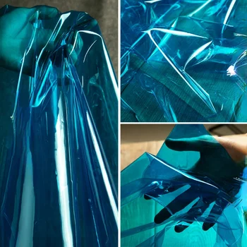 Ткань TPU Темно-Синяя Прозрачная Водонепроницаемая Пленка Дождевик Сумка Креативная Одежда Оптом Ткань для Diy Швейный Материал