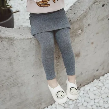 Осенне-зимние однотонные брюки для девочек, модные детские классические брюки-юбки в корейском стиле в стиле ретро из двух частей 1