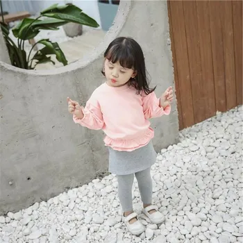 Осенне-зимние однотонные брюки для девочек, модные детские классические брюки-юбки в корейском стиле в стиле ретро из двух частей 2