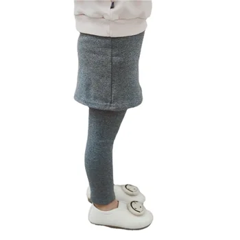 Осенне-зимние однотонные брюки для девочек, модные детские классические брюки-юбки в корейском стиле в стиле ретро из двух частей 4